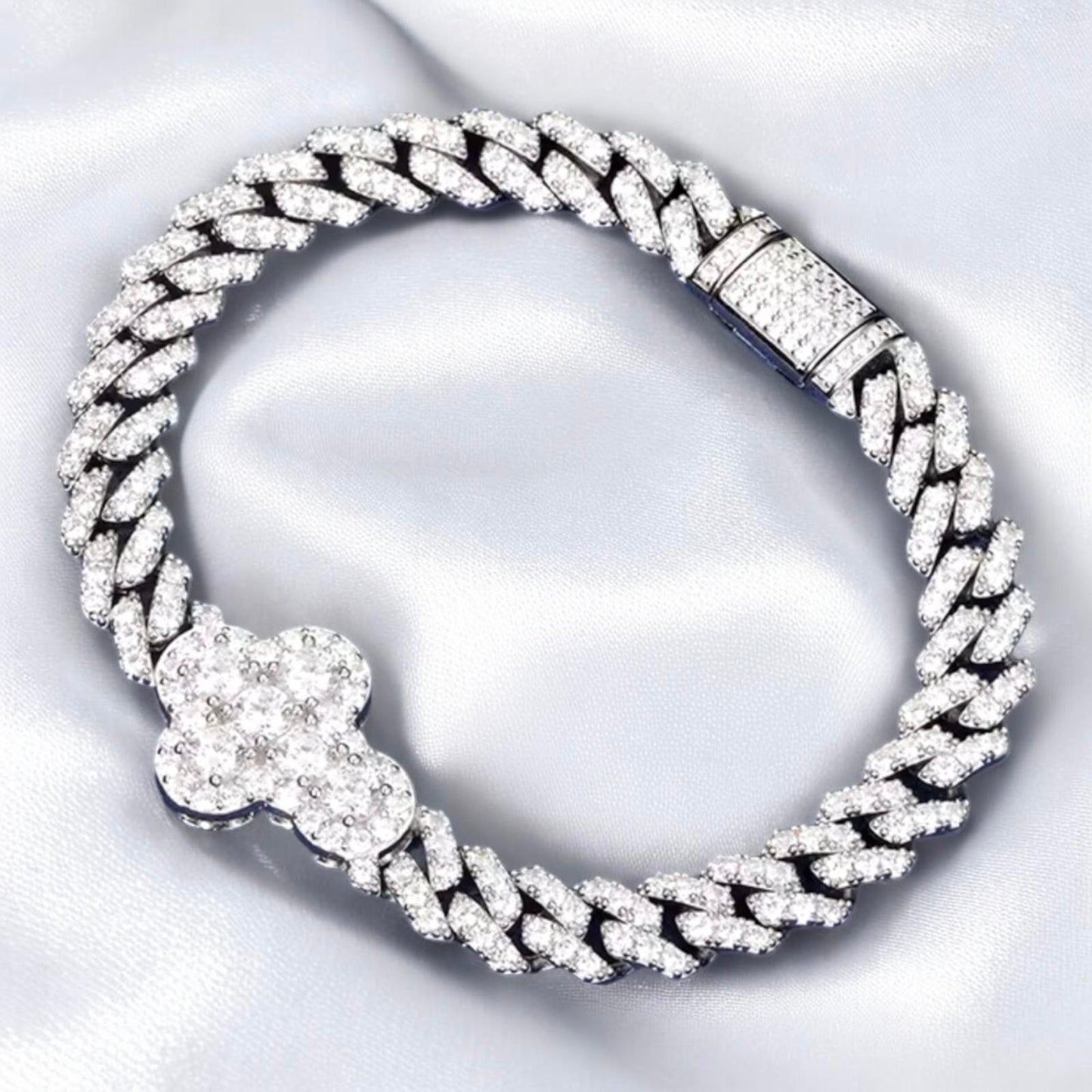 Moissanite Cross Cuban Bracelt