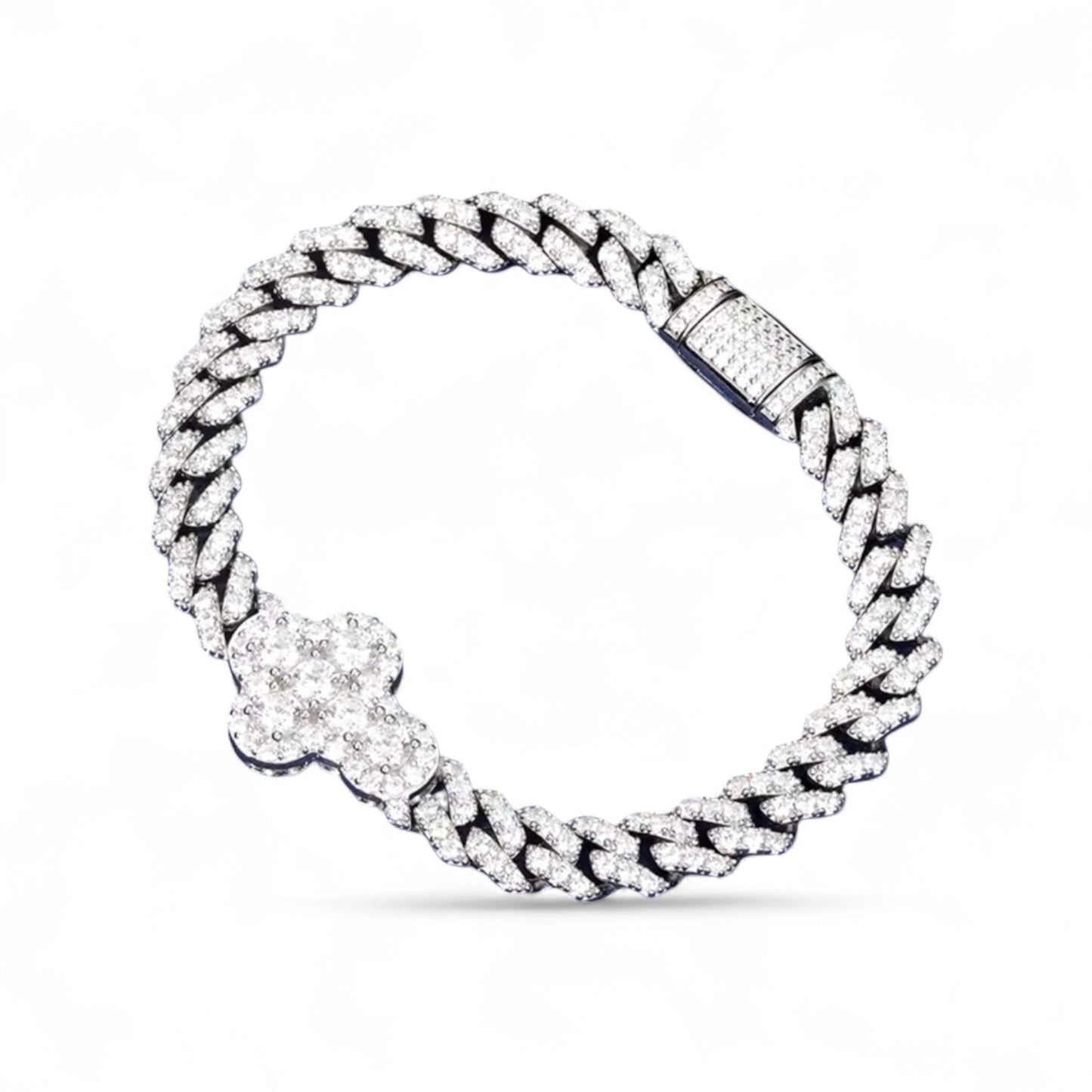 Moissanite Cross Cuban Bracelt