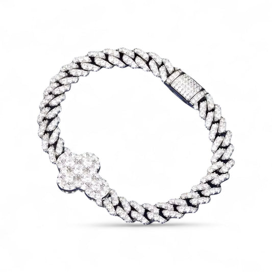 Moissanite Cross Cuban Bracelt